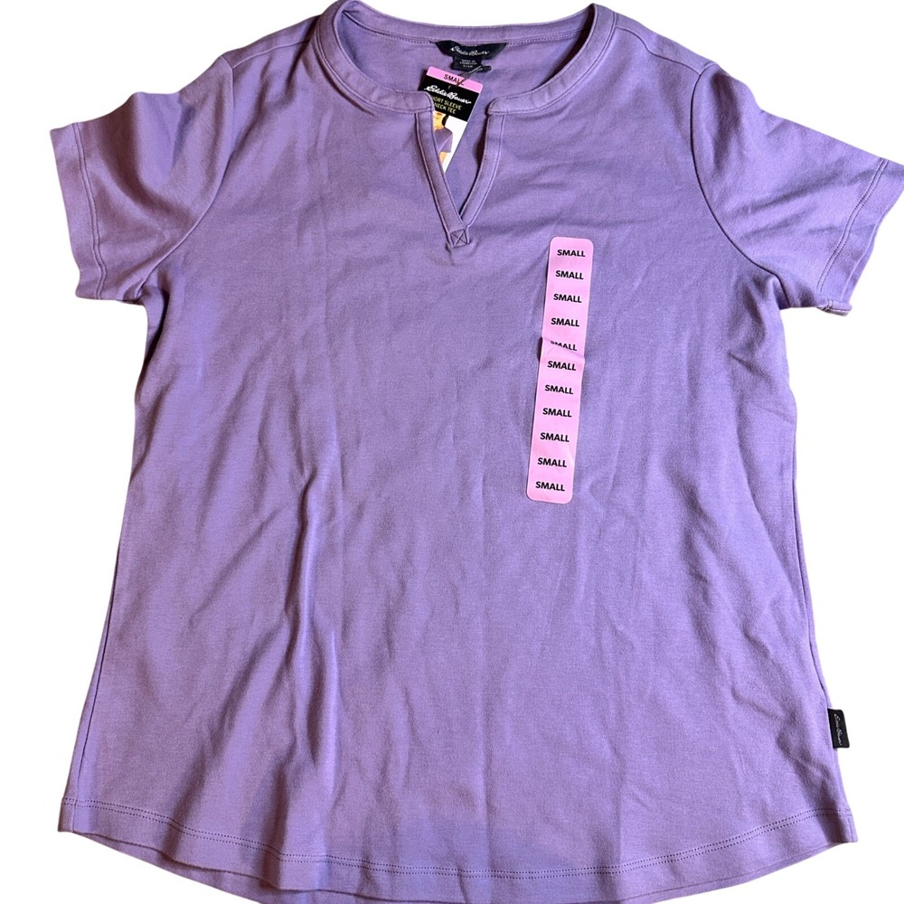 Eddie Bauer Pima V-Neck Tee Lavender Dusk Purple Short Sleeve Women's Small NWT